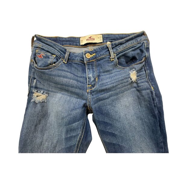 Hollister Womens Distressed Skinny Jeans W27 L33 Blue Denim - Picture 4 of 13